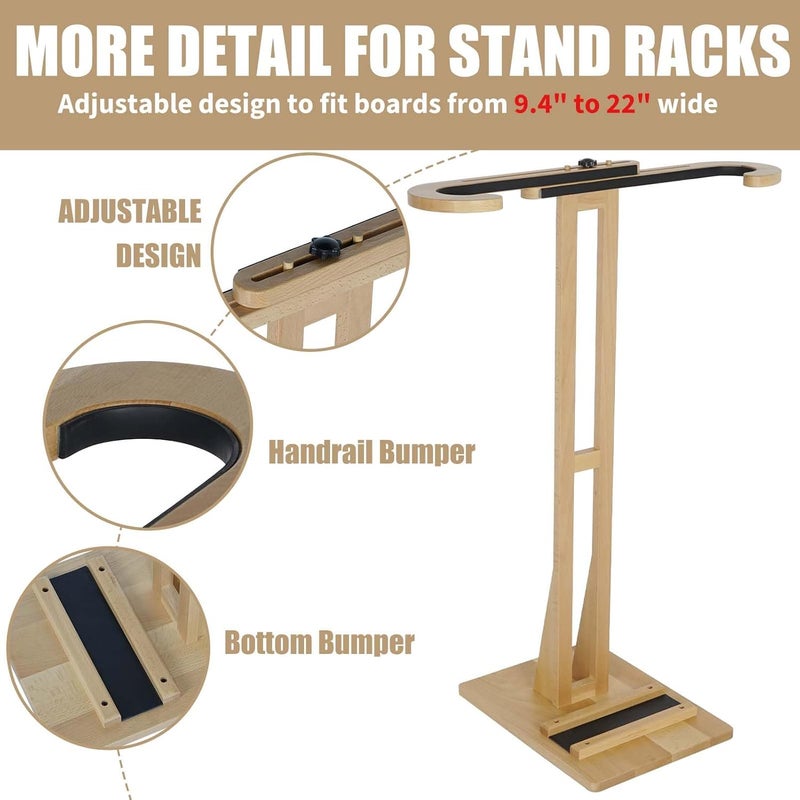 JUSTOOP Surfboard Stand Racks, Sturdy Surfboard Racks Standing with Floor-Standing Design,Stand Shortboard and Longboard Organizer, Beech Wood, 1PCS - Image 3